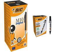 BIC M10 Original Stylos-Bille Rétractables Pointe Moyenne (1,0 mm) - Noir, Boîte de 50 & Marking 2000 ECOlutions Marqueurs Permanents à Pointe Conique Moyenne - Pour Carton, Plastique