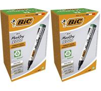BIC Marking 2000 ECOlutions Marqueurs Permanents à Pointe Conique Moyenne - Vert, Boîte de 12 (Lot de 2)