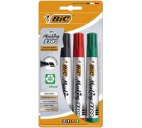 Bic Marking 2300 ECOlutions Marqueurs Permanents à Pointe Moyenne Biseautée - Couleurs Assorties, Blister de 4 (Lot de 8)