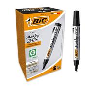BIC Marking 2300 ECOlutions Marqueurs Permanents, à Pointe Moyenne Biseautée, Pour Carton, Plastique, Bois, Métal - Encre Noire, Boîte de 12