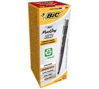 BIC Marking Fine ECOlutions Marqueurs Permanents à Pointe Conique Fine - Rouge, Boîte de 12