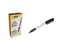 BIC Marking Marqueurs Permanents Pointe Ultra-Fine - Noir, Boîte de 12 & Amazon Basics Marqueurs indélébiles - Noir - Lot de 12