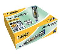BIC Marqueur permanent Marking Onyx 1481 Pointe biseautée 2,7–6,2 mm Corps métal Bleu boîte de 12