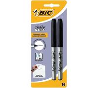 BIC Marking Ultra Fine Marqueur Permanent Tissus (0,6 mm) - Noir, Blister de 2 - Marqueur à séchage rapide