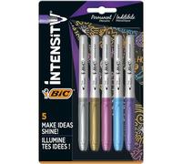BIC Marqueurs permanents Intensity – Couleurs métalliques assorties, faible odeur – Lot de 5