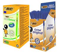 BIC Matic ECOlutions Porte-Mines 0,7 mm HB - Couleurs Assorties, Boîte de 50 & Cristal Original Stylos-Bille (Pointe Moyenne (1 mm) / Parfait pour l'Ecole et au Bureau) - Bleu, Boîte de 50
