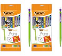 BIC Matic Fun Porte Mines 0,7 mm HB avec Gomme (Parfait pour l'Ecole) - Couleurs Assorties, Pochette Format Spécial de 10 (Lot de 2)
