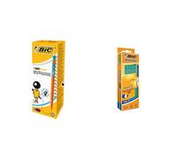 BIC Matic Strong Porte-Mines 0,9 mm HB - Couleurs Assorties, Boîte de 12 & Evolution Original Crayons à Papier avec Gomme Intégrée - HB, Boîte de 12