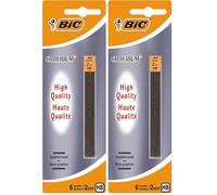 BIC Mines Graphite Large Avec Etuis Refermables Pour Portes-mines - Mines de 2 mm HB, Blister de 1 Etui de 6 Mines (Lot de 2)