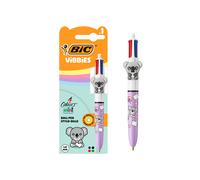 BIC Mini Stylo 4 couleurs Vibbies Koala Kooki - Pointe moyenne 1 mm - Corps Violet