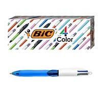 BIC MMBG3EC-A-AST Lot de 3 stylos à bille avec grip 4 couleurs, corps bleu, pointe moyenne (1 mm), encres assorties, encre assortie, 3 pièces