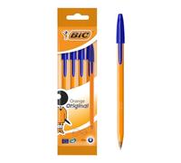 BIC Orange Original Stylos-Bille Pointe Fine (0,8 mm) - Bleu, Pochette de 4