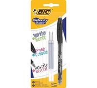 Bic Pack De Stylo Roller Encre Gel Effacable + 2 Recharges Gelocity Illusion - Noir