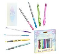 BIC Pastel Dream Kit - 3 Stylos Gel/4 Feutres d'Écriture/4 Surligneurs Pastel/4 Stylos-Bille/1 Bloc-Notes - Coffret Cadeau de 16