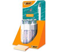 BIC Stylo bille 4 couleurs Tie and Dye — pointe moyenne rétractable Noir