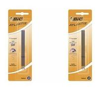 Stylo-bille bic atlantis soft pointe moyenne 1,0mm blister de 2 recharges noir