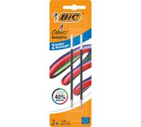 BIC Recharges bleues pour stylo bille 4 Couleurs Smooth - Pointe moyenne 1 mm - Encre ultra douce - Blister de 2