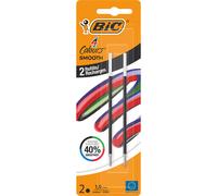 BIC Recharges noires pour stylo-bille 4 Couleurs Smooth - Pointe moyenne 1 mm - Encre ultra douce - Blister de 2