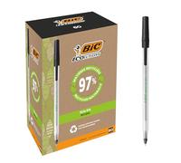 BIC Round Stic ECOlutions Stylos-Bille Pointe Moyenne (1,0 mm) - Noir, Boîte de 60