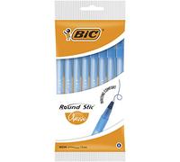 BIC Round Stic Stylo à bille, Bleu, Sachet de 8