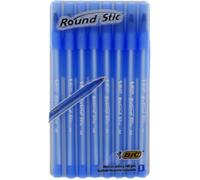 BIC - Round Stic, Stylo à Bille Écriture Moyenne-Bleu, Lot De 8