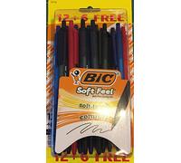 BIC Soft Feel Lot de 18 stylos bille r tractables Pointe moyenne 1,0 mm Couleurs assorties