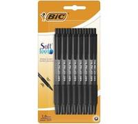 BIC Soft Feel - Stylos à Bille avec Pointe rétractable Medium (1,0mn) et Grip en Caoutchouc - Noir, Blister de 15