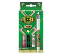 BIC Stylo 4 Couleurs Décors Édition Limitée Noël Wicked, Stylo à Bille Collectionneur - Couleurs Assorties, Étui de 4