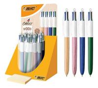 BIC Stylo à bille rétractable 4Colours Wood Style présentoir