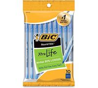 BIC Stylo bille Round Stic - Pointe moyenne - Encre bleue - 10 stylos