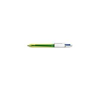 Bic Stylo Bille 4 Couleurs Neon. 3 Couleurs 1 Mm : Bleu, Noir, Vert. 1 Couleur 1,6 Mm : Jaune Fluo