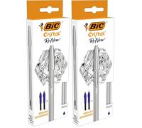 BIC stylo bille bleue avec deux recharges pointe 1.0mm pour une largeur de trait moyen (Lot de 2)