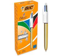 Bic Stylo Retractable Medium Point 4 Shine Colours 12 Unités