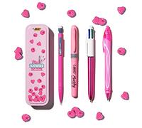 BIC Kit Summer Pink Box – Gel 0,7 mm, Porte-mines, Stylo 4 couleurs 1,0 mm – Rose, Lot de 4