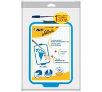 BIC® - Surface effaçable à sec Velleda® - 19x26cm + 1 feutres effaçable à sec Velleda® 1721 fin (encre bleue) + 1 effaçette clipés