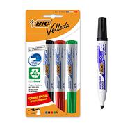 BIC Velleda 1701 ECOlutions Feutres pour Tableau Blanc Effaçables à Sec à Pointe Conique Moyenne - Couleurs Assorties, Blister Format Spécial de 4