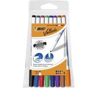 BIC Velleda 1721 Feutres pour Tableau Blanc Effaçables à Sec Pointe Conique Fine - Couleurs Assorties, Pochette de 8