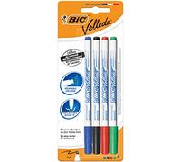 BIC Velleda 1721 Feutres pour Tableau Blanc Effaçables à Sec Pointe Conique Fine - Couleurs Assorties, Blister de 4