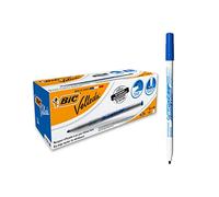 BIC Velleda 1721 - Feutres pour Tableau Blanc Effaçables à Sec Pointe Conique Fine - Marqueurs Parfaits pour l'Ecole et au Bureau - Bleu, Boîte de 24