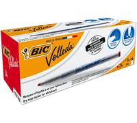 BIC Velleda 1721 Feutres pour Tableau Blanc Effaçables à Sec Pointe Conique Fine - Rouge, Boîte de 24
