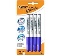 BIC Velleda 1741 Feutres pour Tableau Blanc Effaçables à Sec, Pointe Conique Moyenne - Bleu, Blister de 4