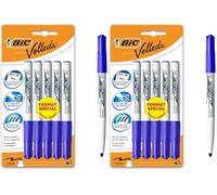 BIC Velleda 1741 Feutres pour Tableau Blanc Effaçables à Sec, Pointe Conique Moyenne - Bleu, Blister Format Spécial de 5 (Lot de 2)