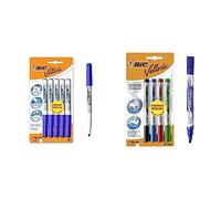 BIC Velleda 1741 Feutres pour Tableau Blanc Effaçables à Sec, Pointe Conique Moyenne - Bleu, Blister Format Spécial de 5 & Velleda Feutres pour Tableau Blanc Effaçables à Sec Pointe Conique Large