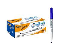 BIC Velleda 1741 Feutres pour Tableau Blanc Effaçables à Sec, Pointe Conique Moyenne - Bleu, Boîte de 12