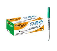 BIC Marqueurs Velleda 1741 – Effaçables à sec – Pointe conique 1,4 mm – Vert, boîte de 12