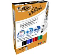 Marqueur effaçable Bic Velleda 1781 pointe biseautée 3 à 6 mm - Pochette de 4