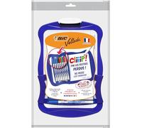 BIC Velleda Ardoise Ecolier Double Face (21 x 31 cm) Effaçable à Sec avec 8 Feutres Effaçables à Sec et Effacette - Bleue, Lot de 1