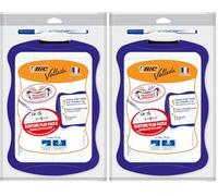 BIC Velleda Ardoise Effaçable à Sec Double Face Blanche et Seyes (21x31 cm) avec Feutre Effaçable à Sec et Effacette - Coloris Aléatoires, Lot de 2