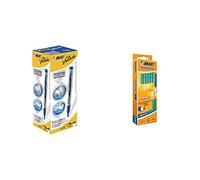 BIC Velleda Ecriture Feutres pour Tableau Blanc - Encre Bleue, Boîte de 12 & Evolution Original Crayons à Papier avec Gomme Intégrée , Certifiés NF Environnement, Pointe HB, Boîte de 12