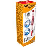 BIC Velleda Feutres pour Tableau Blanc Effaçables à Sec Pointe Conique Large - Rouge, Boîte de 12